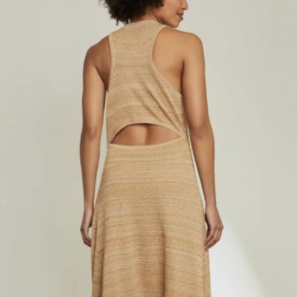 Veronica Beard - Gold Multicolor Knit Dress W/ Asymmetrical Hem Sz M - Picture 7 of 11